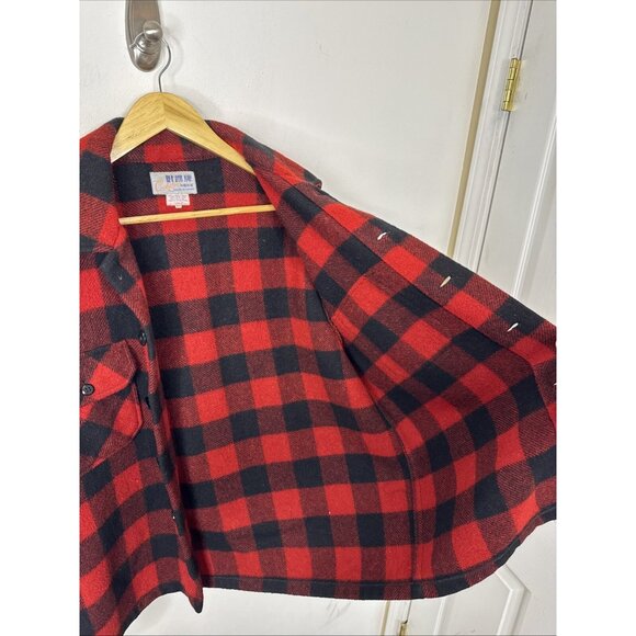 Vintage 60s 70s Cockatoo Sears Plaid Wool Shirt Mens L Flannel Shacket Jacket - Picture 6 of 7